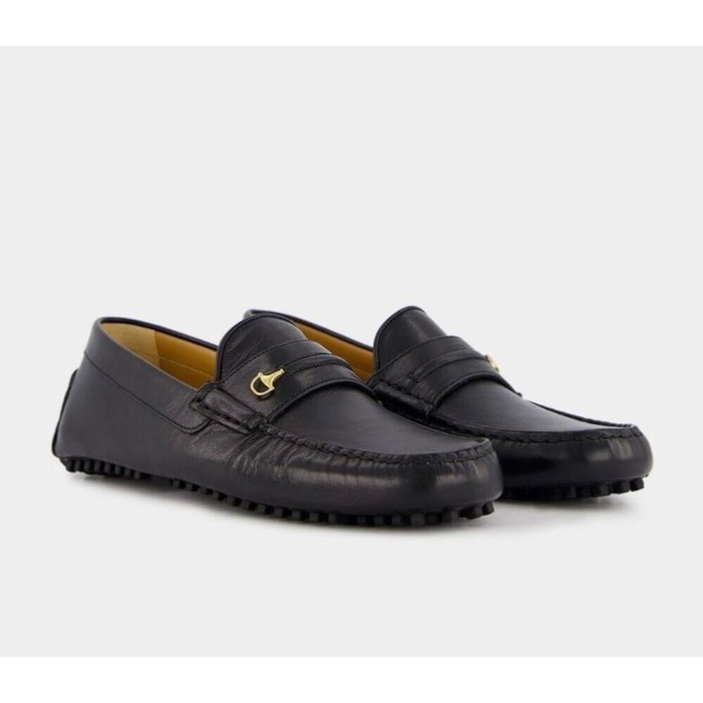 Gucci Men’s Horsebit Square Toe Leather Slip On Loafers Black 752621 UK12